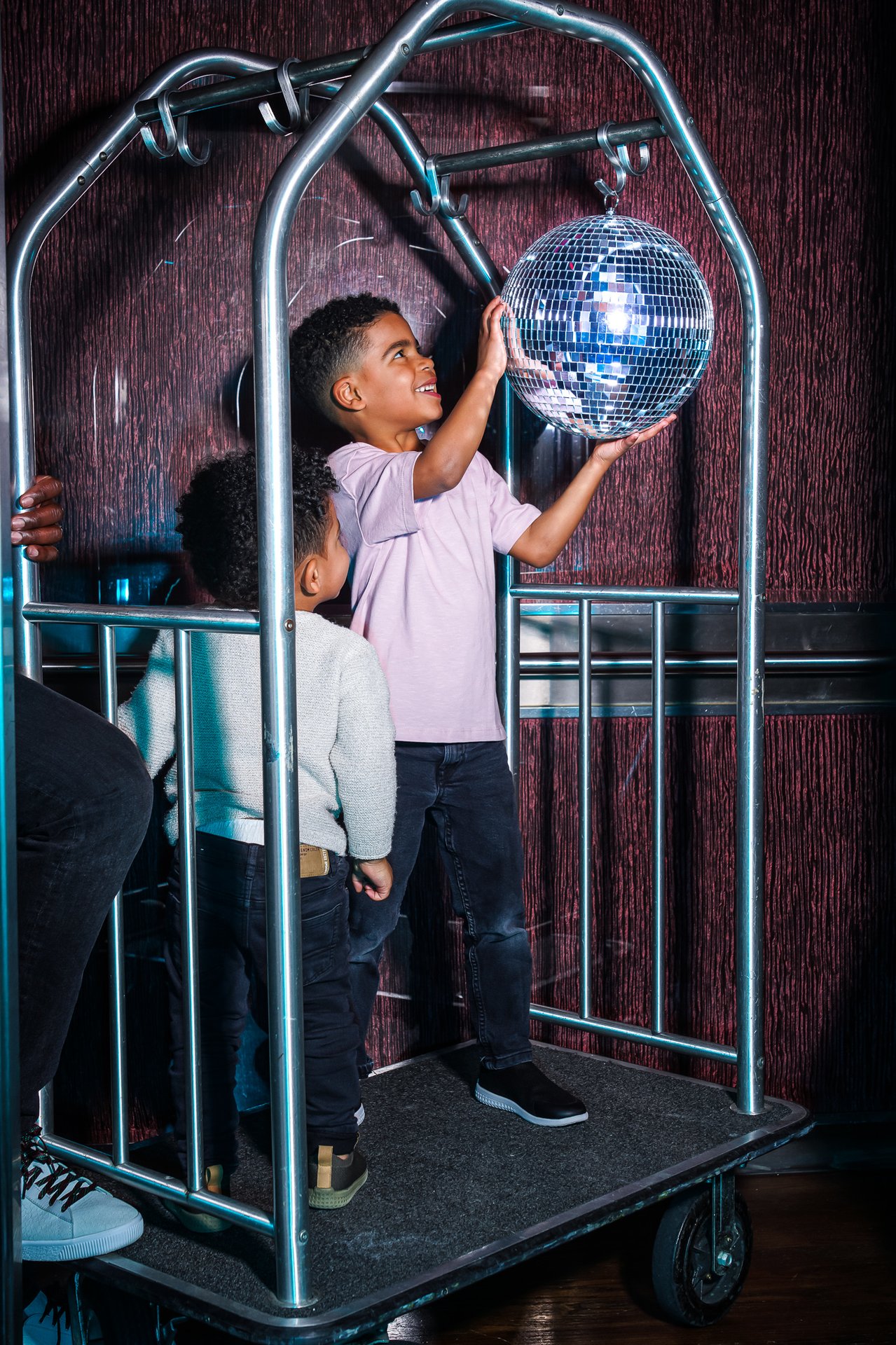 Family in the Elevator at OPUS Vancouver